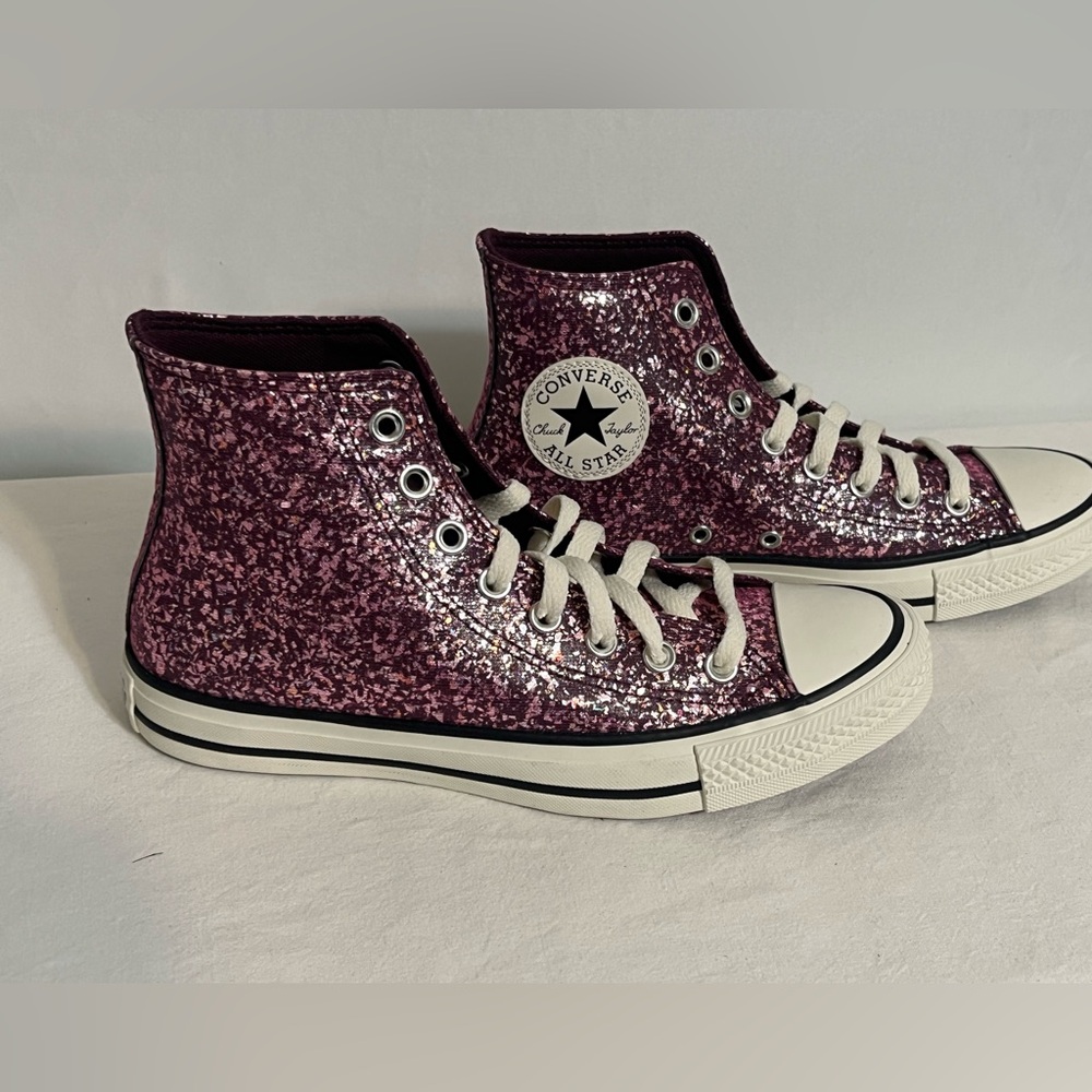 Converse Chuck Taylor Womens All Star High Purple Pink‎ Glitter Sneakers